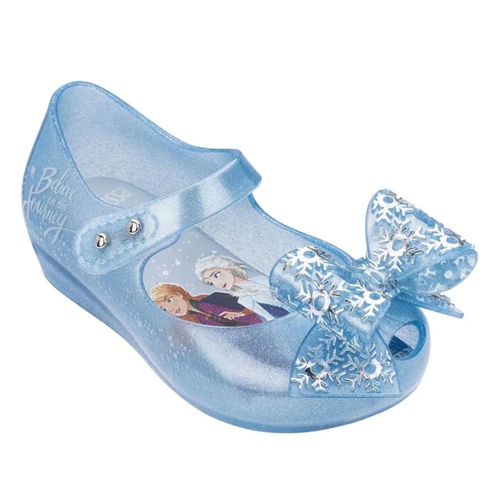 Mini Melissa ultragirl  Disney frozen toddler Glitter Light Blue Bow Shoes 8